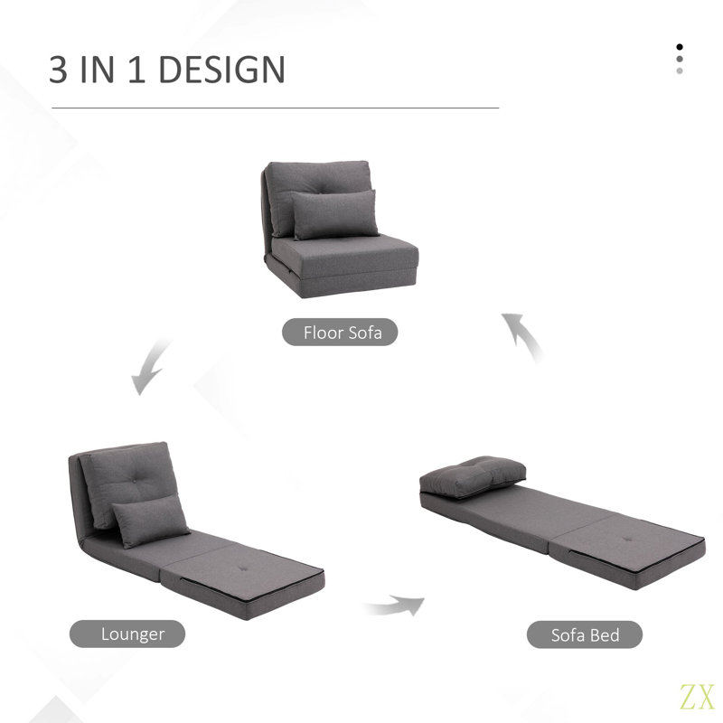 Latitude Run® 2-In-1 Floor Lazy Sofa With 5 Position Adjustable
